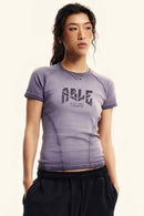 Washed Slim-Fit Graphic Tee - Grape Purple
