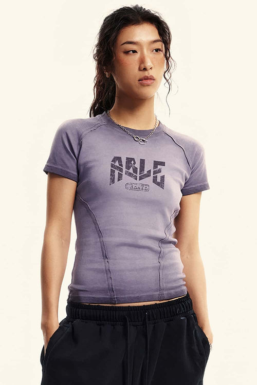 Washed Slim-Fit Graphic Tee - Grape Purple
