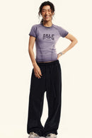 Washed Slim-Fit Graphic Tee - Grape Purple
