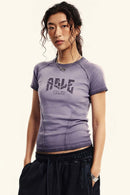 Washed Slim-Fit Graphic Tee - Grape Purple