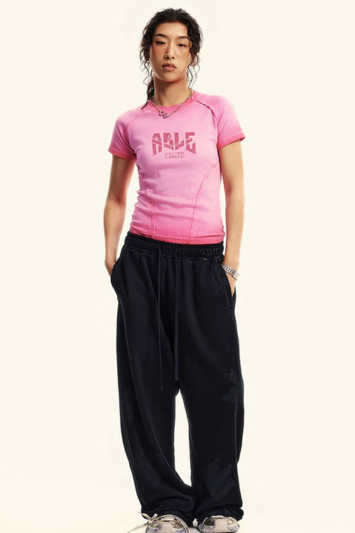 Washed Slim-Fit Graphic Tee - Rose Pink