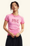 Washed Slim-Fit Graphic Tee - Rose Pink