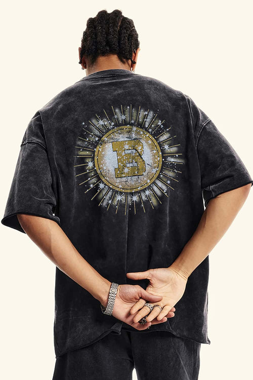 Washed Cotton Freedom Graphic Tee - Slate Black