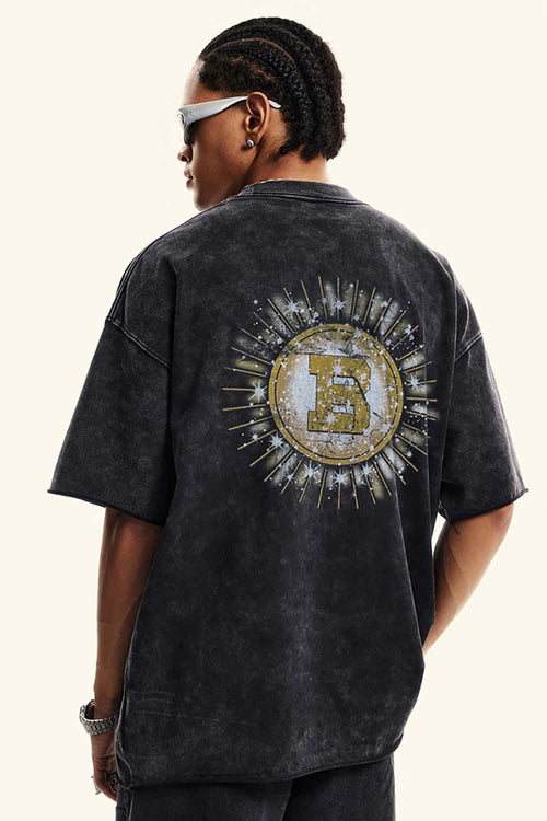 Washed Cotton Freedom Graphic Tee - Slate Black
