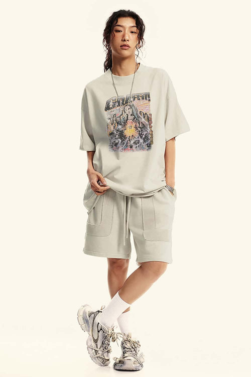 Washed Cotton Freedom Graphic Tee - Slate Rice