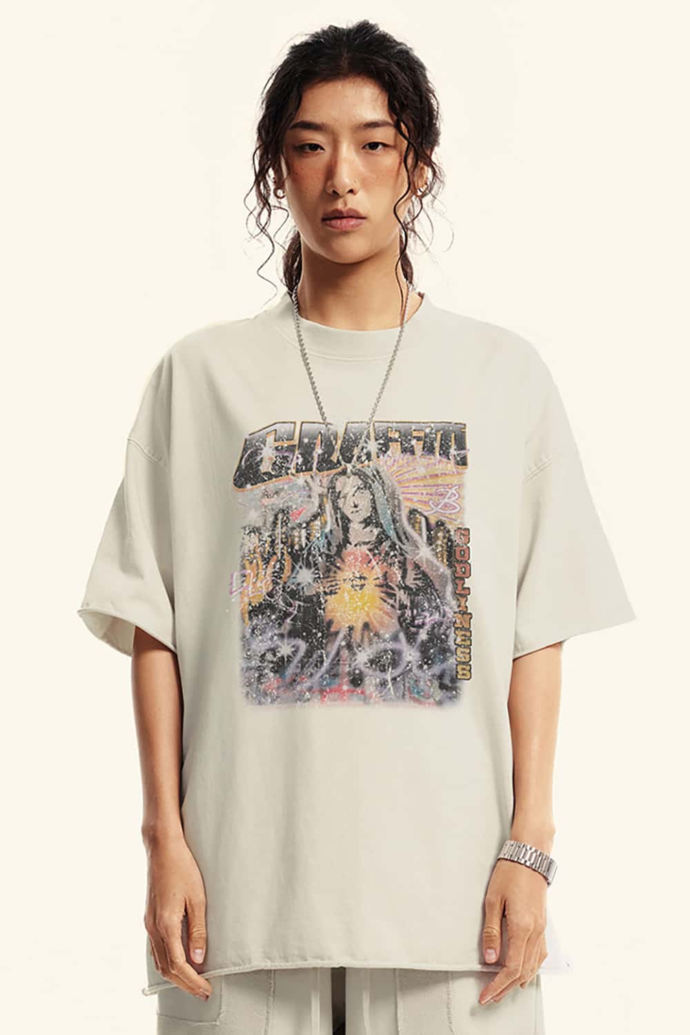 "Freedom" Loose-Fit Cotton Washed Graphic T-Shirt