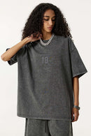 Heavyweight Snow-Wash Embroidered Tee - Dark Gray