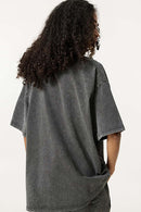 Heavyweight Snow-Wash Embroidered Tee - Dark Gray
