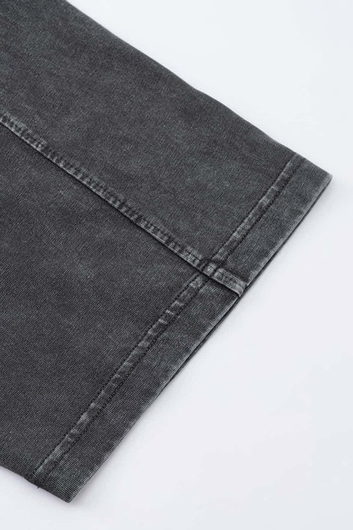 Heavyweight Snow-Wash Embroidered Tee - Dark Gray