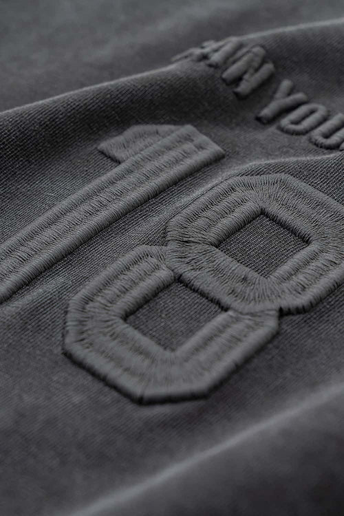 Heavyweight Snow-Wash Embroidered Tee - Dark Gray