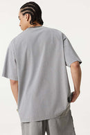 Heavyweight Snow-Wash Embroidered Tee - Medium Gray