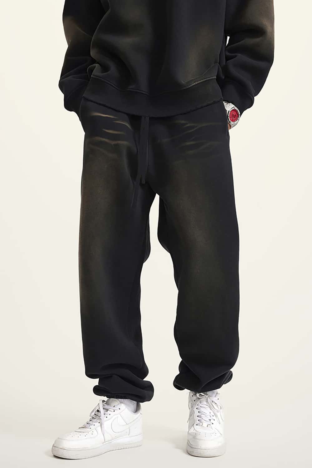 Heavyweight 375g Fleece-Lined Joggers - Loose Fit, Cuffed Ankles, Plus Size Sweatpants