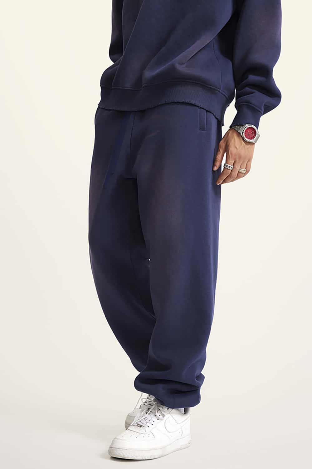Heavyweight 375g Fleece-Lined Joggers - Loose Fit, Cuffed Ankles, Plus Size Sweatpants