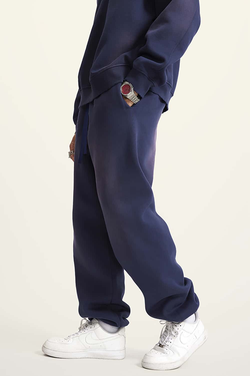 Heavyweight 375g Fleece-Lined Joggers - Loose Fit, Cuffed Ankles, Plus Size Sweatpants
