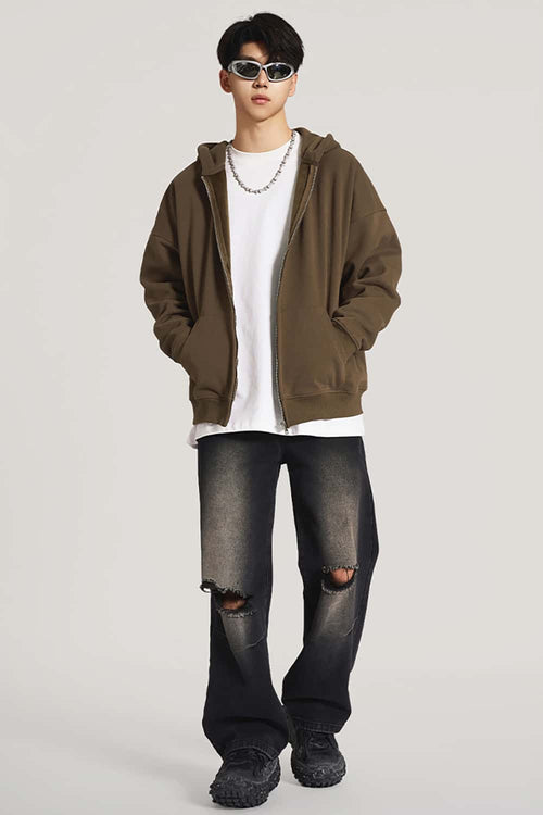 Ultra-Heavyweight Fleece Solid Hoodie - Brown