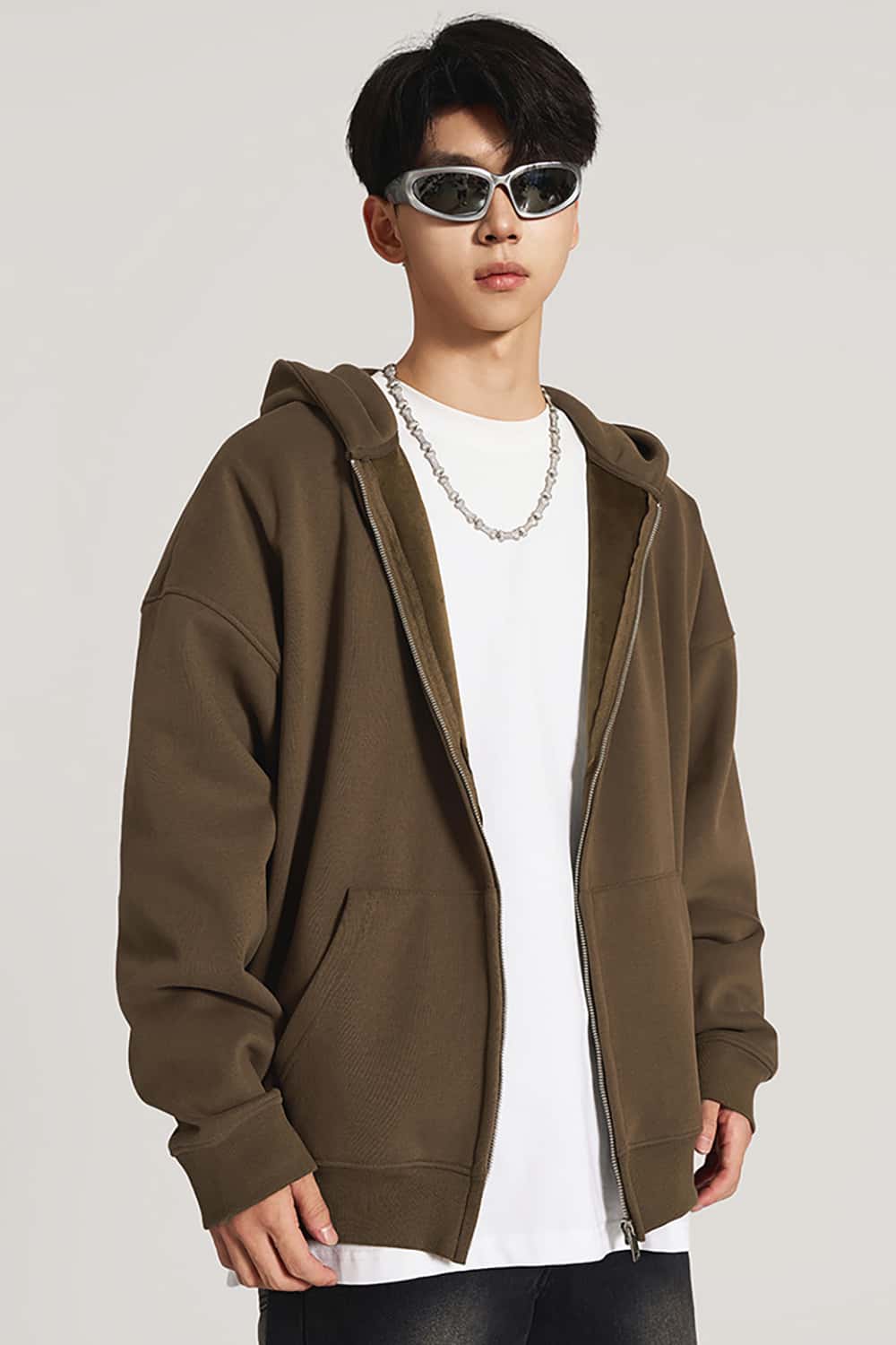 Heavyweight 420g Fleece-Lined Hoodie _ Unisex Oversized Zip-Up Hooded Sweatshirt