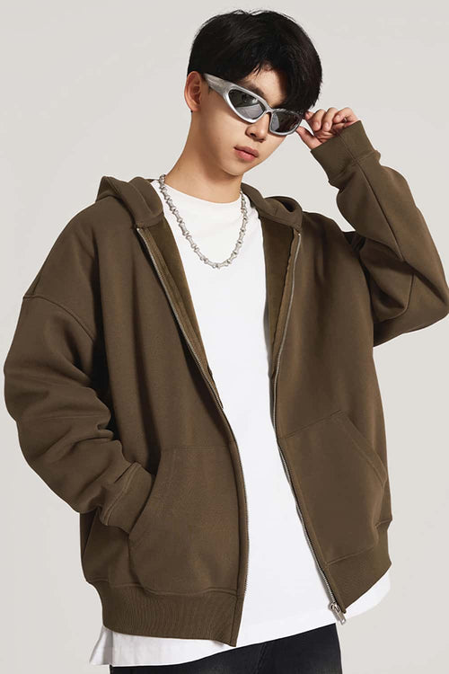 Ultra-Heavyweight Fleece Solid Hoodie - Brown