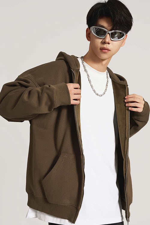 Ultra-Heavyweight Fleece Solid Hoodie - Brown