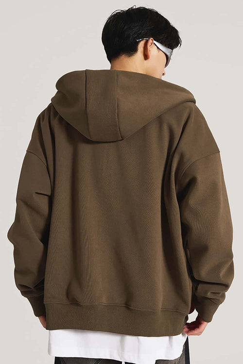 Ultra-Heavyweight Fleece Solid Hoodie - Brown