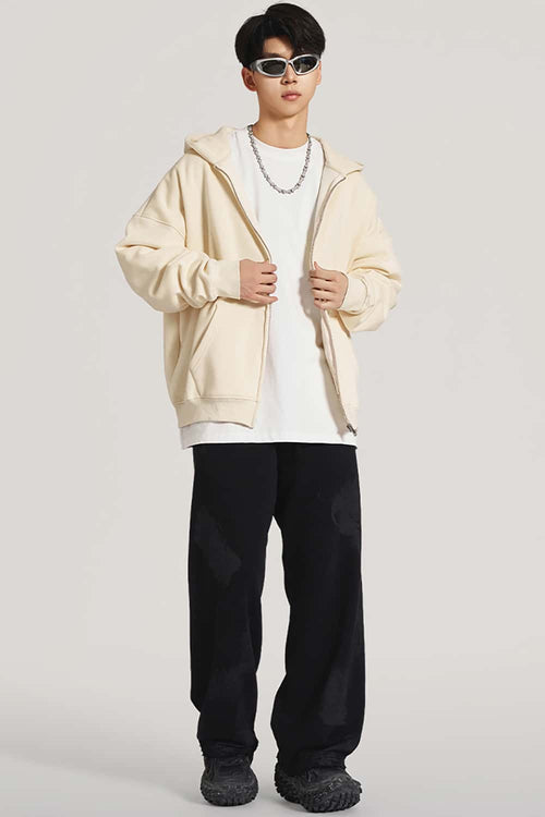 Ultra-Heavyweight Fleece Solid Hoodie - Cream Apricot