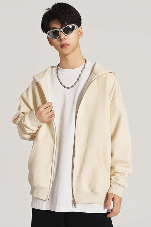 Ultra-Heavyweight Fleece Solid Hoodie - Cream Apricot