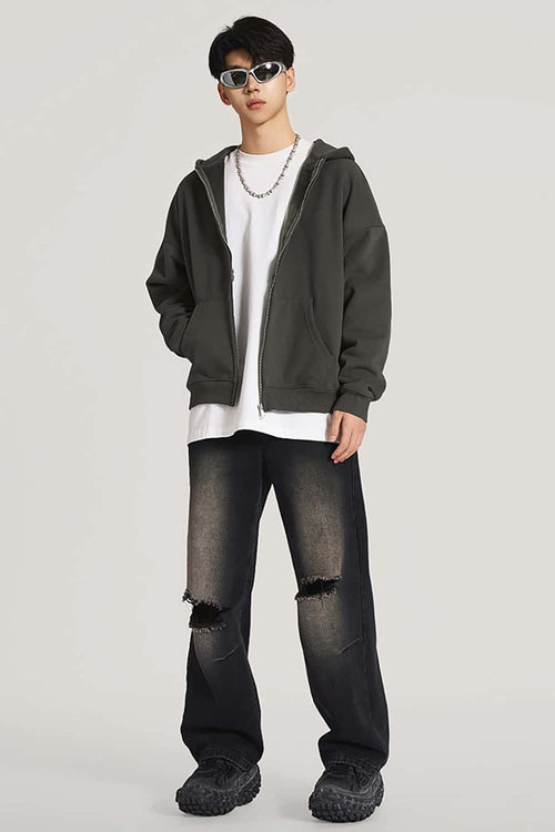 Ultra-Heavyweight Fleece Solid Hoodie - Dark Gray