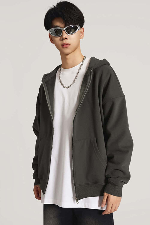 Ultra-Heavyweight Fleece Solid Hoodie - Dark Gray
