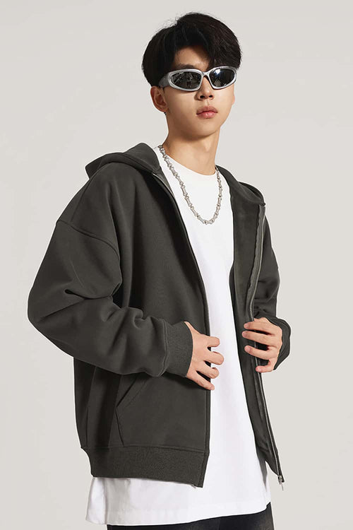 Ultra-Heavyweight Fleece Solid Hoodie - Dark Gray