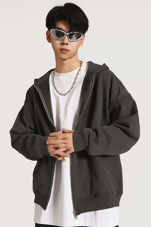 Ultra-Heavyweight Fleece Solid Hoodie - Dark Gray