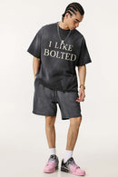 Vintage Washed Graphic Gradient Tee - Dark Gray