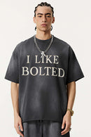 Vintage Washed Graphic Gradient Tee - Dark Gray