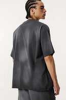 Vintage Washed Graphic Gradient Tee - Dark Gray
