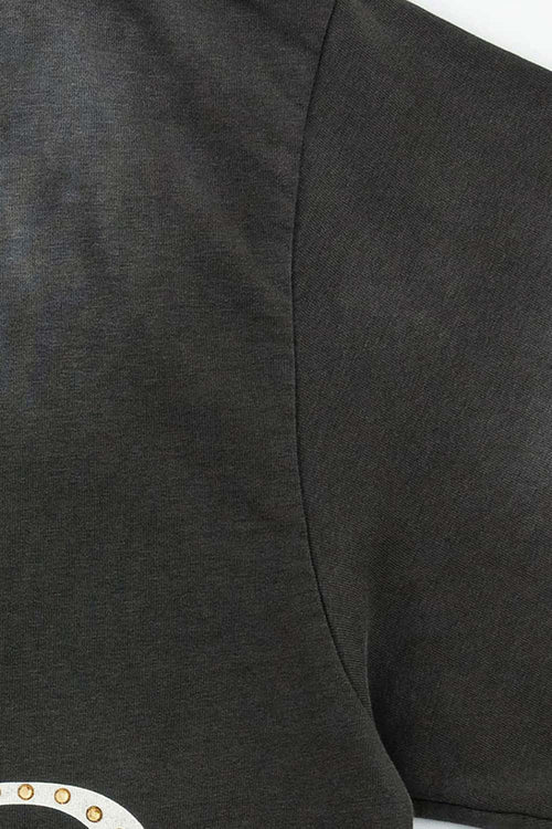 Vintage Washed Graphic Gradient Tee - Dark Gray