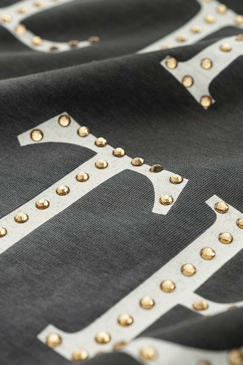Vintage Washed Graphic Gradient Tee - Dark Gray