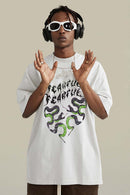 Heavyweight Snake Graphic Loose Tee - White