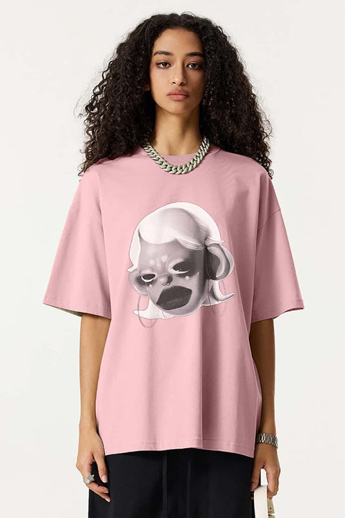 Offbeat Washed Graphic Tee - Pink