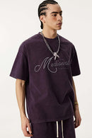 Vintage Pearl-Stud Graphic Tee - Vintage Purple