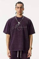 Vintage Pearl-Stud Graphic Tee - Vintage Purple
