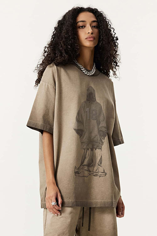 Heavyweight Embroidered Graphic Tee - Washed Coffee