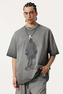 Heavyweight Embroidered Graphic Tee - Washed Gray