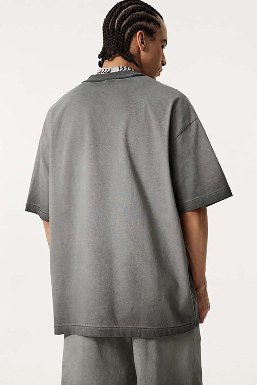 Heavyweight Embroidered Graphic Tee - Washed Gray