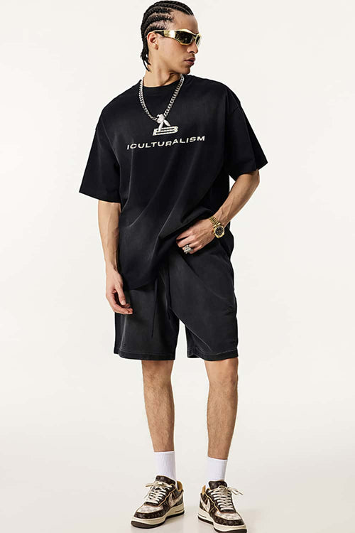 Heavyweight Embellished Graphic Tee - Vintage Black