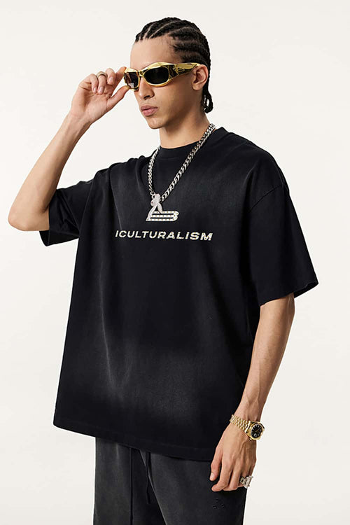 Heavyweight Embellished Graphic Tee - Vintage Black