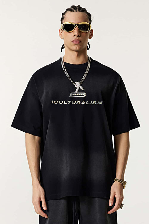 Heavyweight Embellished Graphic Tee - Vintage Black