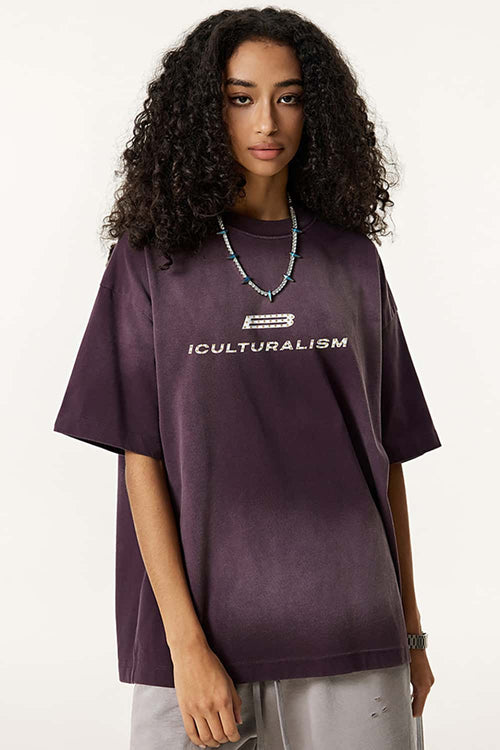 Heavyweight Embellished Graphic Tee - Vintage Purple