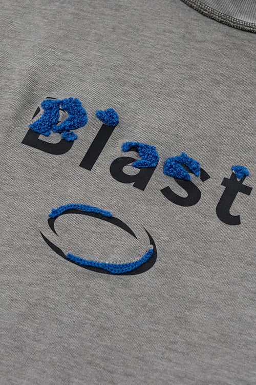 Heavyweight Towel Embroidered Distressed Graphic Tee - Washed Gray