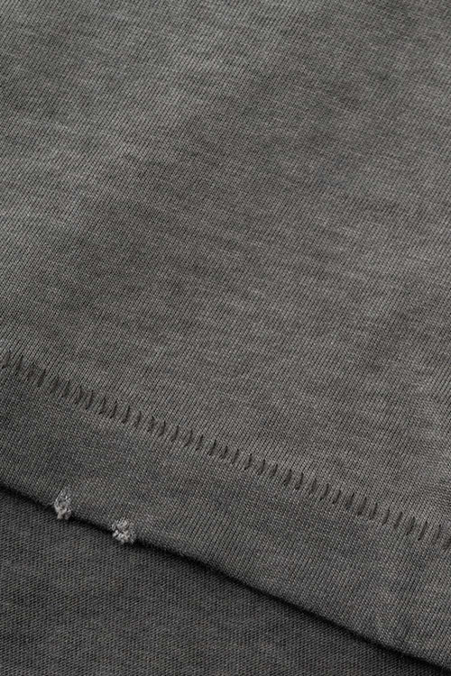 Heavyweight Towel Embroidered Distressed Graphic Tee - Washed Gray
