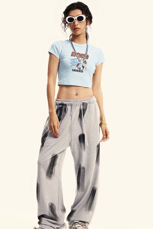 Fitted Racing Crop Tee - Sky Blue