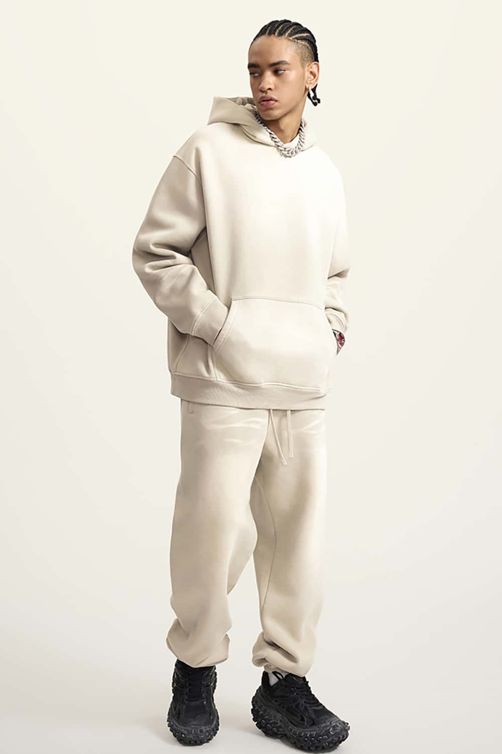 High Street Heavy-Duty Washed Hoodie with Vintage Gradient and Fleece Lining
