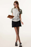 Women's Ruched Colorblock Raglan Tee - Gray Camel And Grayish Green
